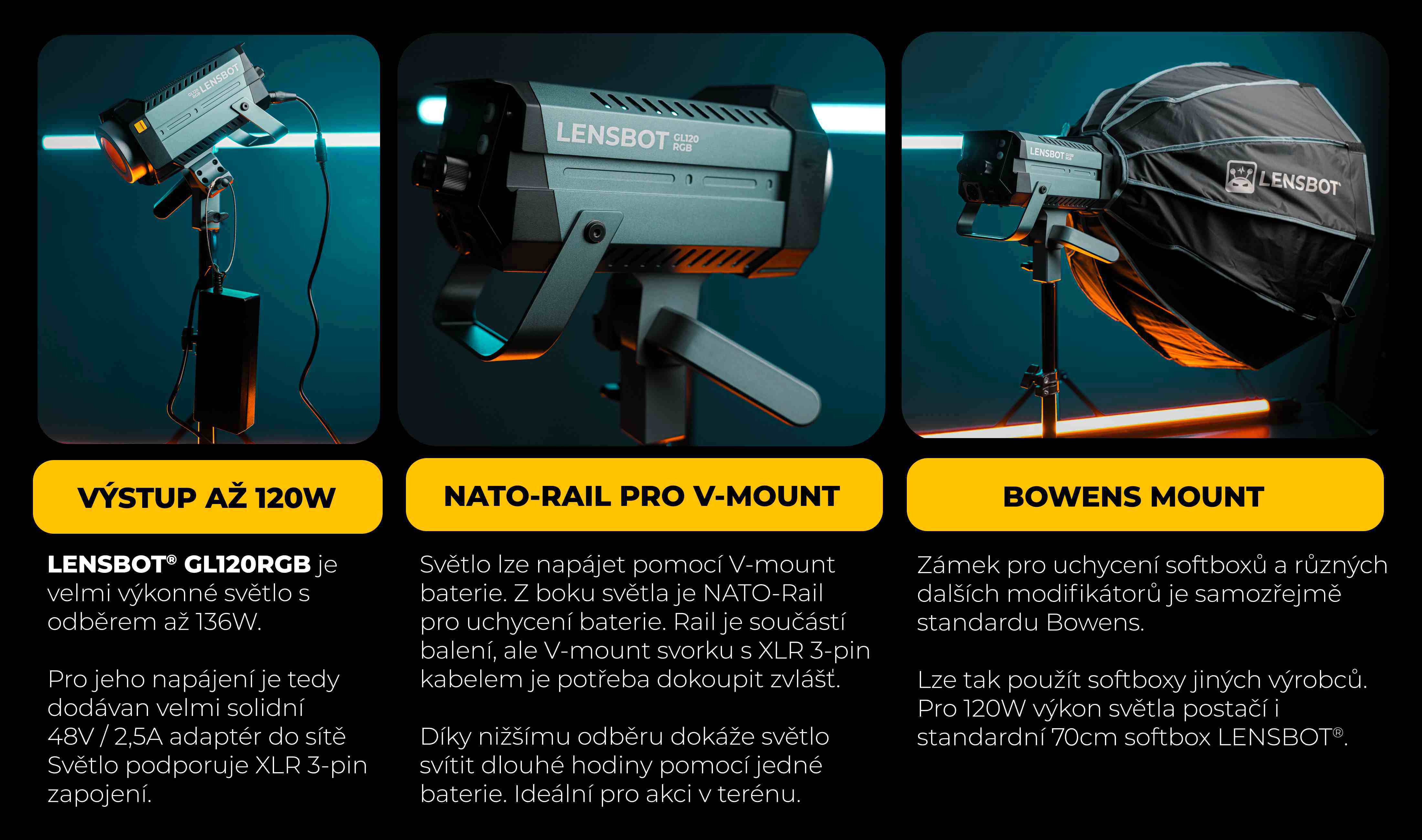LENSBOT-GL120RGB-COB-LED-SVETLO-POPIS-PRODUKTU-LQ-70CM-SOFTBOX